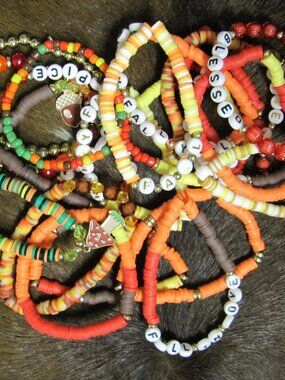 🍁🍂Fall Themed Stretchy Bracelets NEW